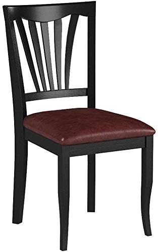 East West Furniture AVC-SBR-LC Avon Dining Chairs - Faux Leather Upholstered Wood Chairs, Set of 2, Saddle Brown