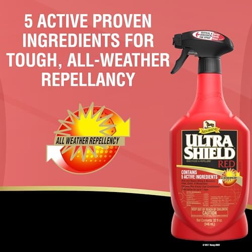 Absorbine UltraShield Red Insecticide & Repellent, 128 fl oz Gallon | Use on Horses & Premise, All-Weather up to 7 Days, Repels & Kills Multiple Species Including Flies, Mosquitoes & Gnats