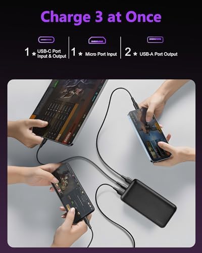Miady 2-Pack Portable Charger 22.5W Power Bank 20000mAh Travel Battery Pack