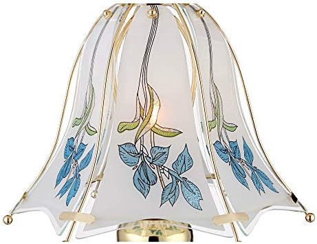 Polished Brass Flower Petal 15" Small Table Lamp Gold Touch 4-Way Glass Off | Etched Shade Art Traditional Cottage Floral Bedroom House Bedside Nightstand Home Office Living Room