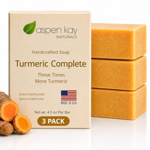 Turmeric Soap for Face & Body, Handmade, Cold Process, Organic. 4.5 oz | Gentle turmeric face wash & cleanser for glowing skin that feels refreshed, soft & balanced. Made in the USA