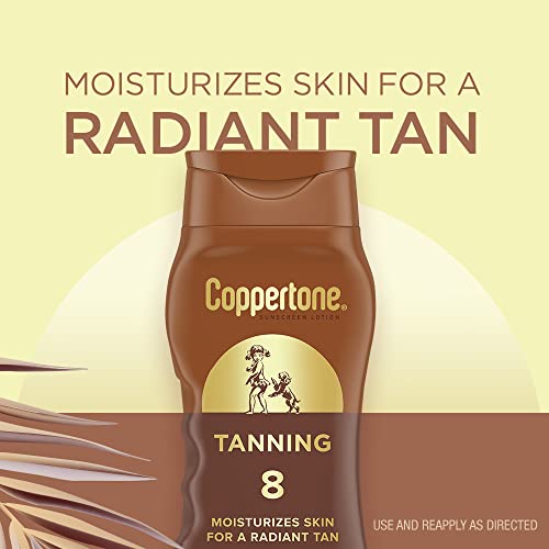 Coppertone Tanning Sunscreen Lotion, SPF 8, Lightweight and Non Greasy Sunscreen, Water Resistant, Oxybenzone Free