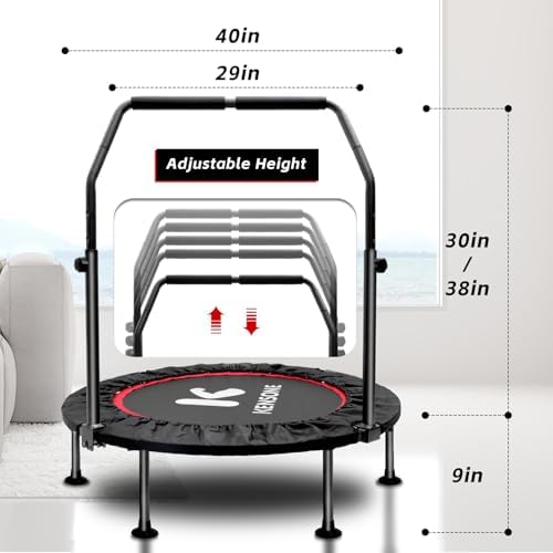 KENSONE 40"/48" Rebounder Trampoline for Adults Indoor Handle 330/450 LBS