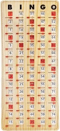 MR CHIPS Large 14.75" L x 6.75" W Jam-Proof Finger Tip Bingo Master Board Card with Large 3/4" Sliding Windows, Thick 5 Ply Cardboard, Gold Rush Style