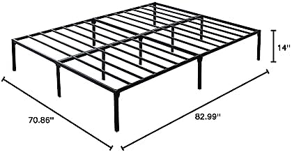 Linenspa Folding Metal Platform Bed Frame - Easy Assembly - Sturdy Steel - No Box Spring Needed - Underbed Storage - Mattress Foundation - 14" High