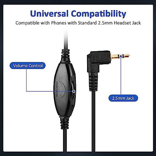 AGPTEK® 2.5mm Dual Ear Call Center Telephone Headphone | 6FT Noise Cancelling Binaural Headset, with Boom-Style Mic for Most Cordless Phones