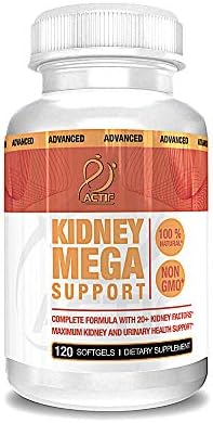 Actif Kidney Mega Support with 10+ Advanced Factors, Boosts Healthy Kidney Function, Kidney Cleanse, Non-GMO, Fast Acting, Made in USA, 120 Count