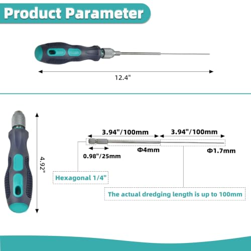 Clog Poke 3D Printer Accessories, Φ1.7mm L200mm Cleaning Needle Tool | S2 Alloy Steel, for Any 1.75mm Nozzles, 3D Printer Nozzle Cleaning Kit