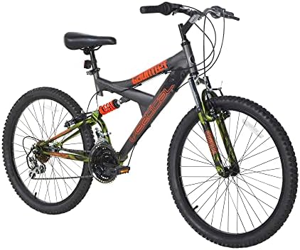 Dynacraft Vertical Gauntlet 24 Inch Bike, Teenager Bicycle Age 13-17, Mountain Bike for Men, 21 Speed Shimano Gear Shifters, Full Suspension