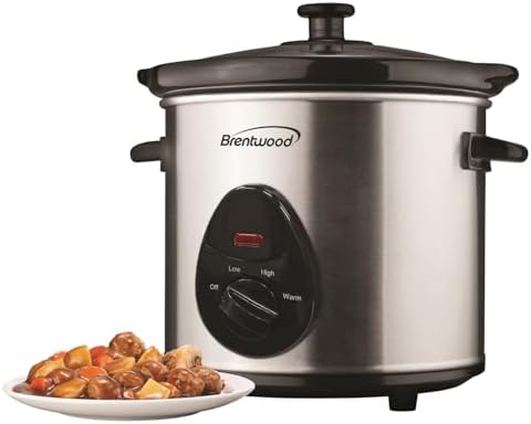 Brentwood SC-130S Slow Cooker Stainless Steel Body, 3-Quart