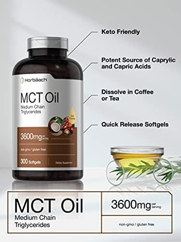Horbäach MCT Oil Supplement | 3600mg | 300 Softgels