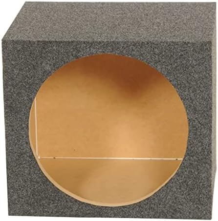 QPower 15 Inch Heavy-Duty Single Vented Carpet Covered Durable Car Audio Vehicle Subwoofer Enclosure Woofer Box, Charcoal Gray