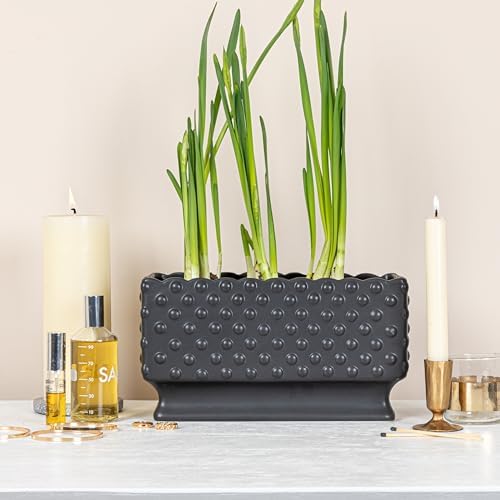 Creative Co-Op White Hobnail Rectangle Ceramic Planter