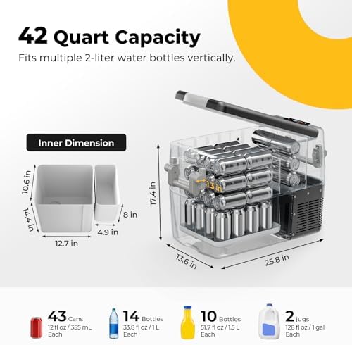 BougeRV 12V Refrigerator 42 Quart, Electric Car Cooler with MAX/ECO Mode