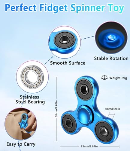 Metal Fidget Spinner Toy Cool Fidget Spinners for Adults and Kids | Stainless Steel Bearing, High Speed 2-5 Min Spins