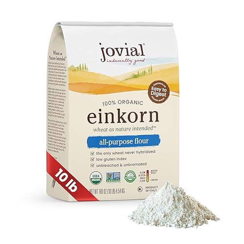 Jovial Organic Einkorn Unbleached All Purpose Flour - Bread Baking Flour for Sourdough, High Protein, Non-GMO, Organic Pizza & Pasta, European Italian, Glyphosate Free - 32 Oz