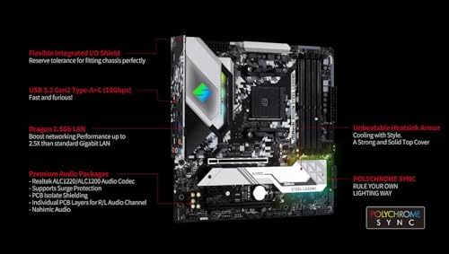 ASRock B550M-HDV Socket AM4 Micro-ATX Motherboard, Supports AMD Ryzen 5000/4000/3000 Series Processors, DDR4 4733+(OC), PCIe 4.0, Gigabit LAN