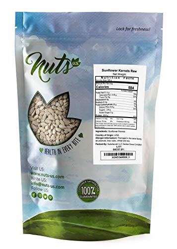 NUTS U.S. - Sunflower Kernels | Raw | A Rich Source of Protein | USA Grown and Packed in Resealable Bags!!! (1 LB)