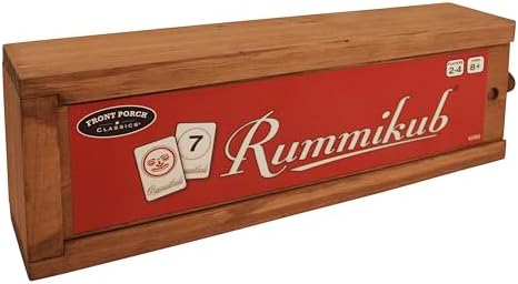 Rummikub Tile Game in Vintage Edition Wooden Storage Case, Ages 8+