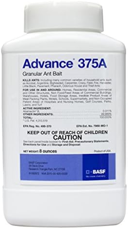BASF Advance 375A Granular Ant Bait, Indoor or Outdoor, Kills Fire, Odorous House, Carpenter, Little Black and Argentine Ants, Ready to Use, 8 Ounce