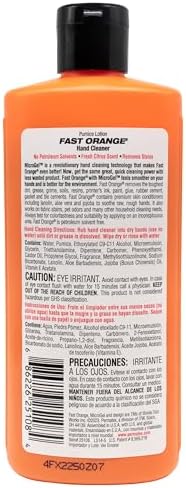 Fast Orange 25108 Pumice Lotion, Heavy Duty Hand Cleaner, Natural Citrus Scent, Waterless Cleaner For Mechanics, Strong Grease Fighter, 7.5 oz