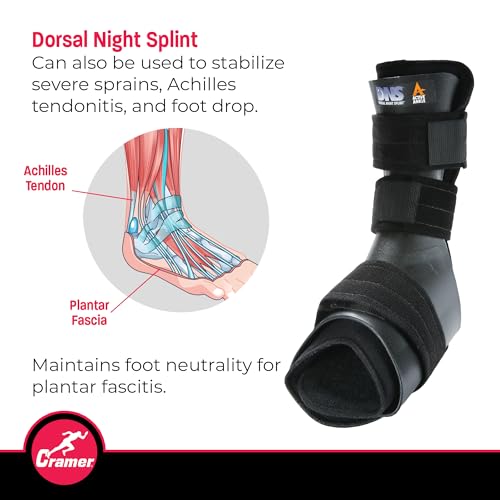 Cramer Dorsal Night Splint, Small, Foot Brace for Plantar Fasciitis Support, Lightweight Low-Profile Sleep Aid, Adjustable Arch Alignment Splint for Left or Right Foot, Slip-Resistant Fit