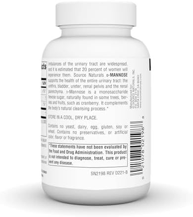 Source Naturals, D-Mannose - 500mg - 30 Capsules | Supports Urinary Tract & Bladder Health