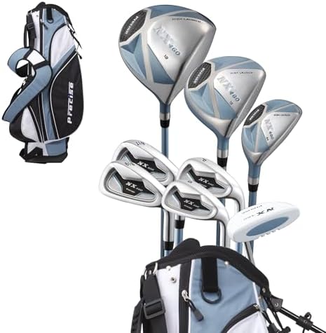 Precise NX460 - Women's Golf Club Set | Ultra-Light Graphite Shafts, Driver, Fairway & Hybrid, 4 Irons, Putter, Stand Bag, Headcovers, Petite To Regular