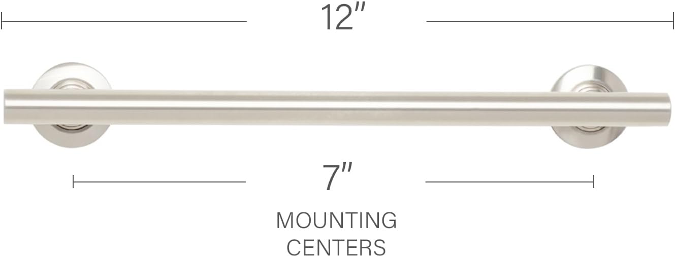 Seachrome 18-inch Coronado Designer Straight Bathroom Shower Grab Bar, Satin Stainless Steel, Brushed Nickel