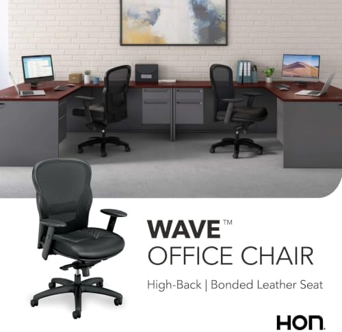 HON Wave Ergonomic Office Chair, Lumbar Support, Desk Chair, Black | High back ergonomic office desk chair with lumbar support, adjustable arms, office decor, advanced tilt for comfort