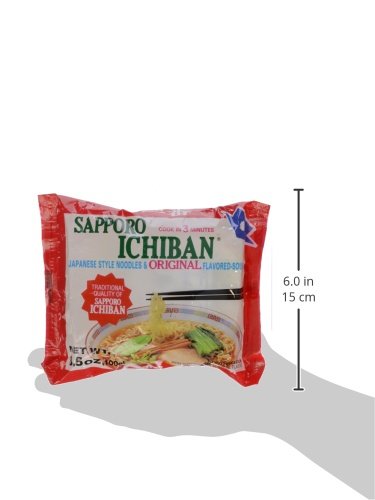 stickerless New [SAPPORO ICHIBAN] Ramen Noodles, Original Soy Sauce Flavor, No.1 Tasting Japanese Instant Noodles (3.5 Oz) (24 pouches)