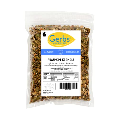 GERBS Unsalted Pumpkin Seed Kernels 4 LBS|Top 14 Allergy Free Food |Use in salads, yogurt, bake, oatmeal, trail mix|Grown in Canada, packed in US | Canadian Grown, No Additives | Naturally Crunchy & Mildly Nutty | Top 14 Allergen-Free