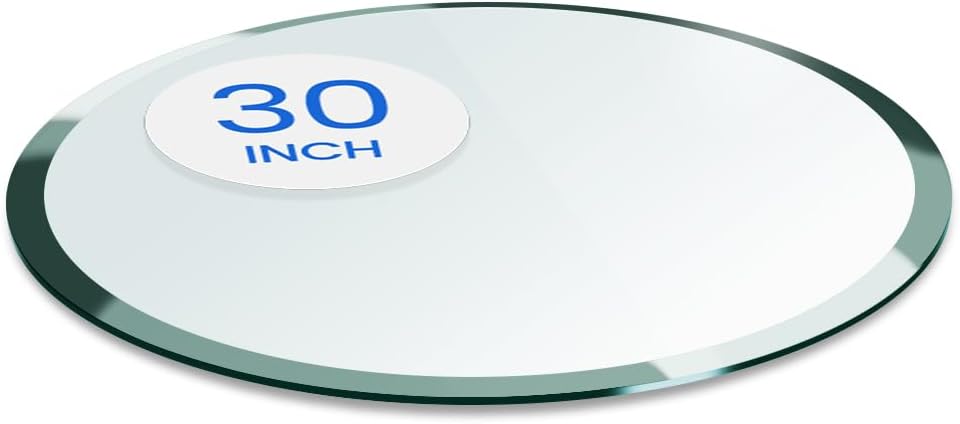24 inch Round Glass Table Top - Tempered - 3/8" Thick Glass Surface, Safe Pencil Edge, Multipurpose for Dining Table, Patio, Coffee and End Table