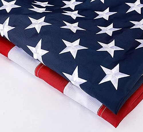 American Flag 6x10 ft: Long Lasting and Heavy Duty Nylon US Flags | Embroidered Stars, Sewn Stripes, Brass Grommets, UV Protection Perfect for Outdoors! USA Flag