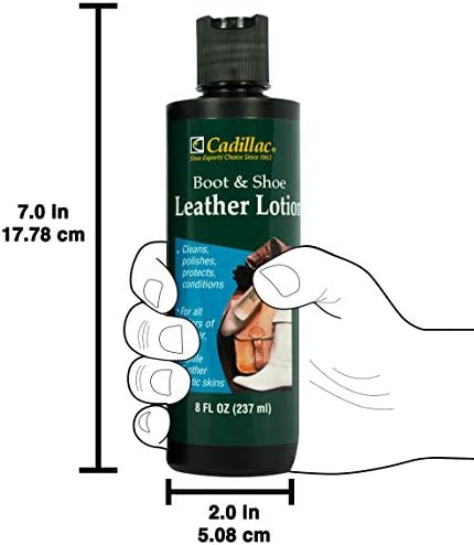 Cadillac Boot and Shoe Leather Lotion 8 Ounces - Cleans, Conditions, Protects, and Polishes Leather Footwear and Accessories