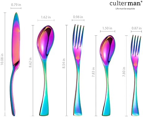 Rainbow Silverware Flatware Cutlery Set,Include Knife Fork Spoon, Dishwasher Safe (color 20 Pieces Flatware Sets)