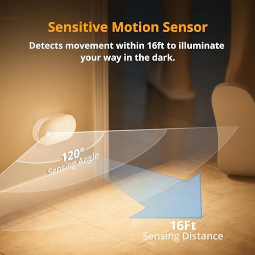 Lyridz Rechargeable Battery Night Light with Motion Sensor, Portable Mini Warm White LED Stick-on Closet Light, Adjustable Brightness for Bathroom