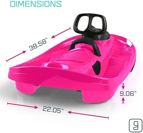 Snow Sled for Kids, Adults - Toboggan Sled, Easy Turning Steering Wheel, Anti-Slip Seat, Pull Up Brake, Durable Plastic Sled, Lightweight, Snow Sleds