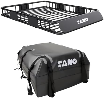 51" x 36" x 5" Roof Rack Cargo Carrier Basket with Waterproof Bag, Rooftop Cargo Carrier with Cargo Net & Ratchet Straps