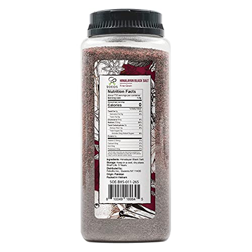 Soeos Black Salt, Coarse Grain, 2.4 LB(39 Oz), Natural Faux Egg Flavor