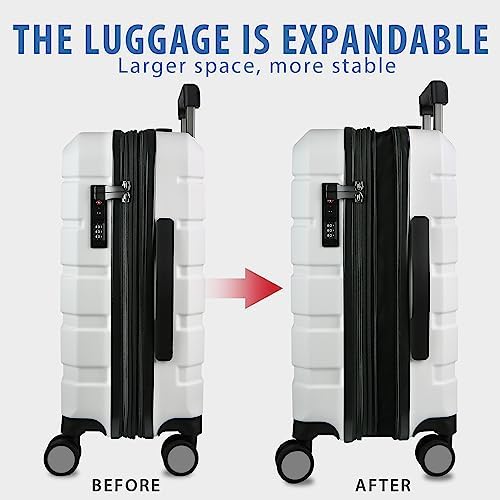 KROSER Hardside Expandable Carry On Luggage with Spinner Wheels & Built-in TSA Lock, Durable Suitcase Rolling Luggage with USB Port, Carry-On 20-Inch