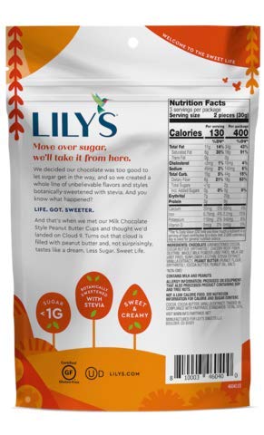 Lily's Milk Chocolate Style Peanut Butter Cups, 40% Cacao, No Sugar Added, Fair Trade, Kosher, Gluten Free, 3.2 Ounce (Pack of 12)
