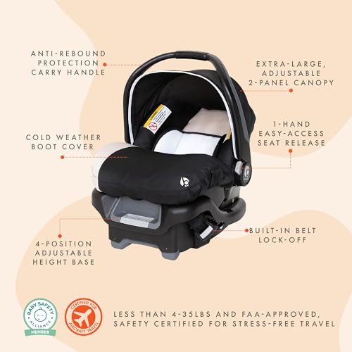 Baby Trend Ally Newborn Infant Car Seat Carrier with Harness, Khaki, 2-Pack