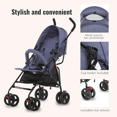 Dream On Me Vista Moonwalk Baby Stroller in Light Gray, Lightweight Infant Stroller with Compact Fold