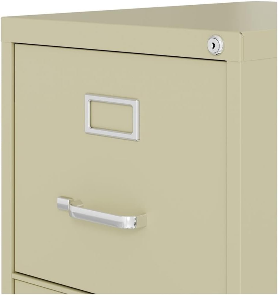 Scranton & Co 22" 4-Drawer Metal Letter Width Vertical Filing Cabinet in Beige, Lockable, Sturdy Steel Construction, Office or Home Use, Durable Letter Size File Storage