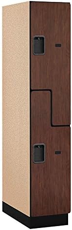 Salsbury Industries 2-Tier S-Style Extra Wide Designer Wood Locker with One Wide Storage Unit, 6-Feet High by 24-Inch Deep, Mahogany