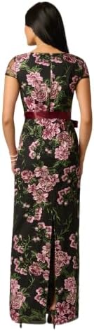 Adrianna Papell Cascading Floral Embroidered Long Column Gown