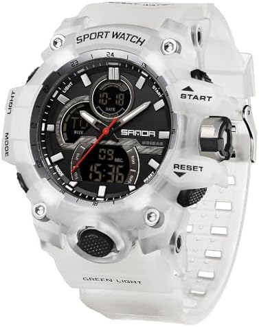 FANMIS Men Sports Outdoor Watch Analog Digital Multifunctional Black Watch | Black Sports Watch Casual Quartz Wristwatch Waterproof Military Wrist Watch Tactics LED Alarm Stopwatch Digital Watch for Men