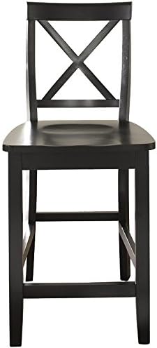 Crosley Furniture X-Back Wood Bar Stools Set of 2, Black, 30-inch