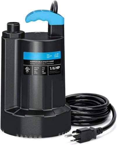 LEO 1/3 HP Automatic Sump Pump, 2250GPH Submersible Utility Pump, 10ft Cord | Water Pump with 3/4” Garden Hose Check Valve Adapter, Water Removal for Pool Draining Basement Hot Tubs Garden